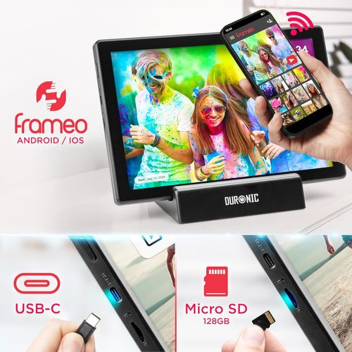Frameo Pf1d Bk Cadre Photo Numérique Connecté Ecran Tactile 10,1 Pouces Lecteur Photo Vidéo