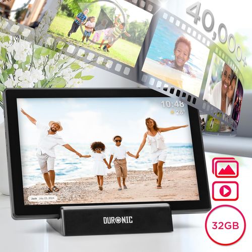 Frameo Pf1d Bk Cadre Photo Numérique Connecté Ecran Tactile 10,1 Pouces Lecteur Photo Vidéo