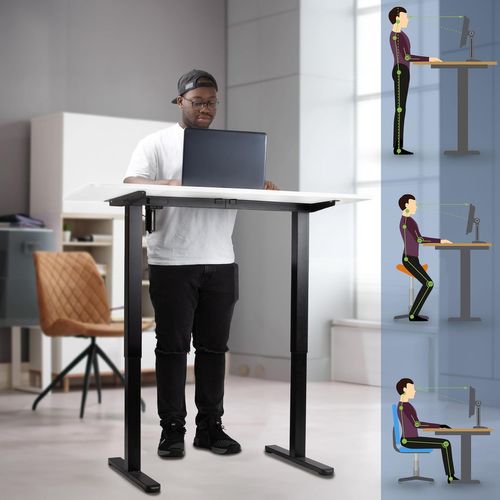Bureau Assis-debout Électrique Avec Plateau De 120cm  Hauteur 72-118cm Max 70kg Duronic Cd120 Bw