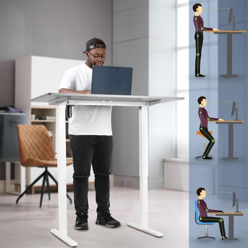 Bureau Assis-debout Électrique Cd120 Wg  Plateau De 120 Cm Hauteur Ajustable 72 à 118 Cm