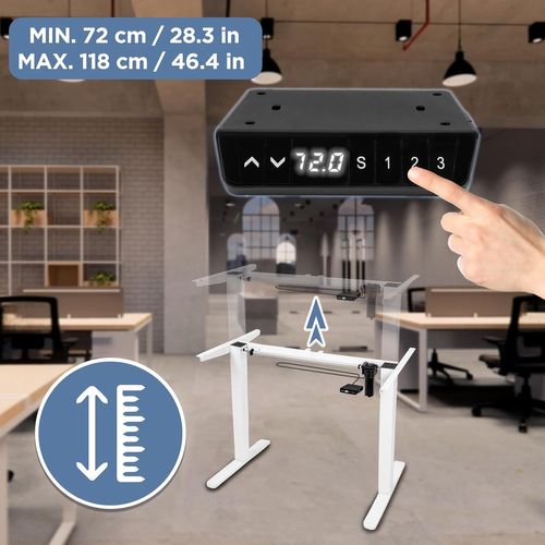 Bureau Assis-debout Électrique Cd120 Wg  Plateau De 120 Cm Hauteur Ajustable 72 à 118 Cm