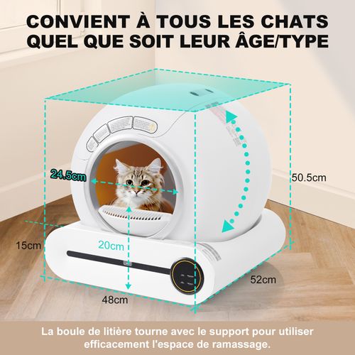 65l Litière Robot Connectée - Maison De Toilette Pour Chat