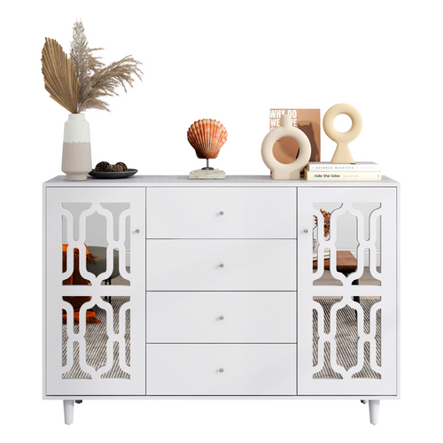 Buffet De Salon/salle à Manger, 2 Portes 4 Tiroirs Colors Blanc
