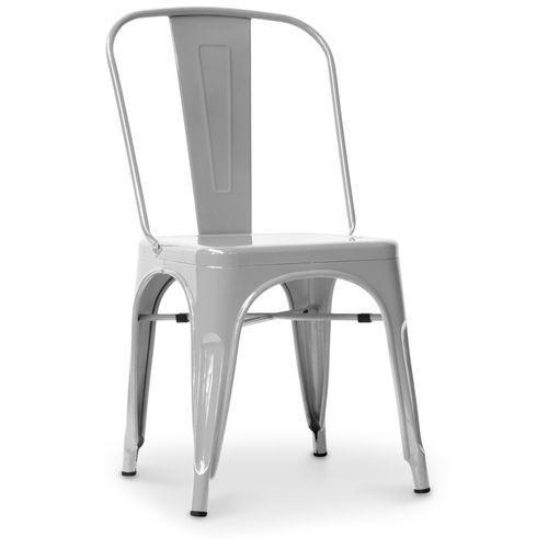 Chaise De Salle à Manger Bistrot Metalix Design Carré En Métal - Gris Clair