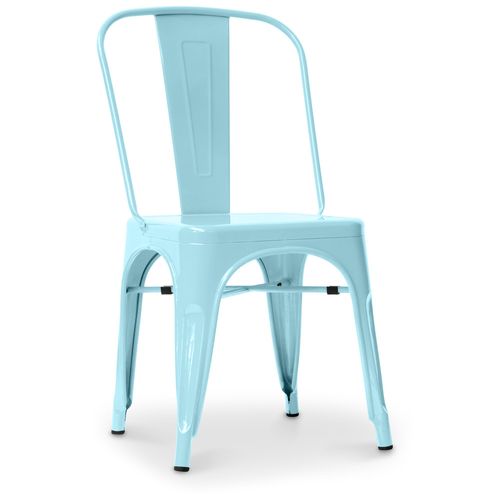 Chaise De Salle à Manger Bistrot Metalix Design Carré En Métal - Bleu Clair