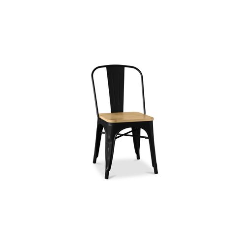 Chaise Bistrot Metalix Carrée En Bois - Métal Noir