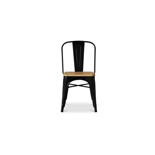Chaise Bistrot Metalix Carrée En Bois - Métal Noir