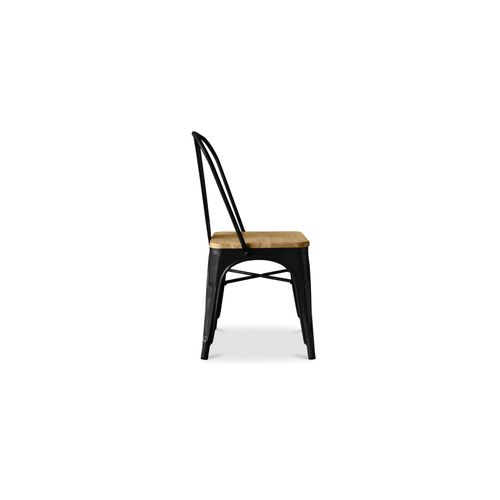 Chaise Bistrot Metalix Carrée En Bois - Métal Noir