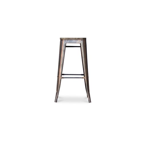 Tabouret De Bar Design Industriel - Bois et Acier - 76cm - Metalix Blanc
