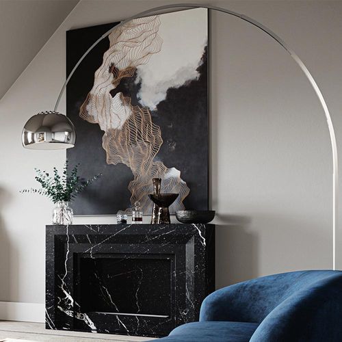 Lampadaire Avec Base En Marbre - Lampe De Salon - Lery Blanc