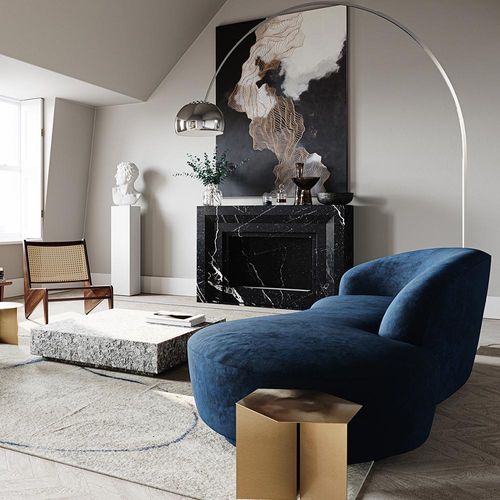 Lampadaire Avec Base En Marbre - Lampe De Salon - Lery Blanc