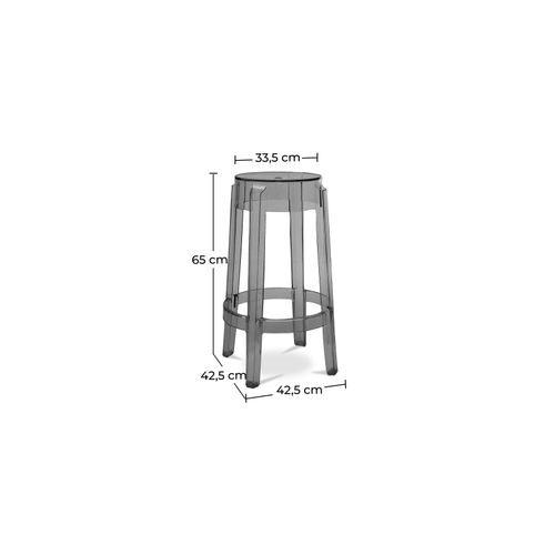 Tabouret De Bar Victoire - 65cm - Design Transparent Gris Clair