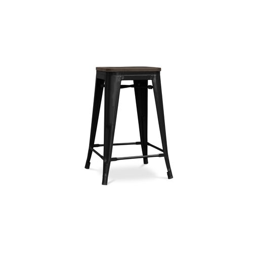 Tabouret De Bar - Design Industriel - Bois Et Acier - 60cm -metalix Vert Clair