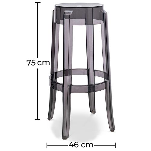 Tabouret De Bar Victoire - 75cm - Design Transparent Gris Clair