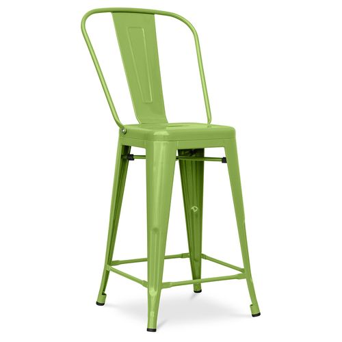 Tabouret Bistrot Metalix Carrée Avec Dossier - 60cm Vert Clair