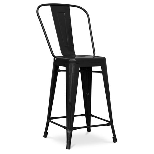 Tabouret Bistrot Metalix Carrée Avec Dossier - 60cm Vert Clair