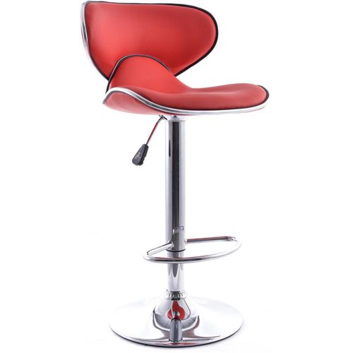 Tabouret De Bar Curved Back Pivotant - Réglable En Hauteur Rouge