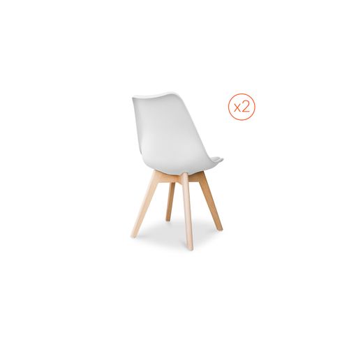 Lot De 2 Chaises Brielle Avec Coussin Design Scandinave - Mat Blanc