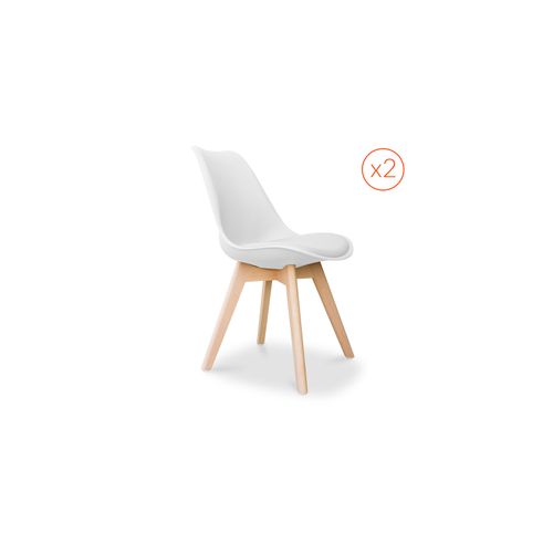 Lot De 2 Chaises Brielle Avec Coussin Design Scandinave - Mat Blanc