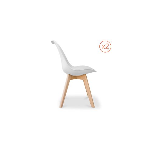 Lot De 2 Chaises Brielle Avec Coussin Design Scandinave - Mat Blanc