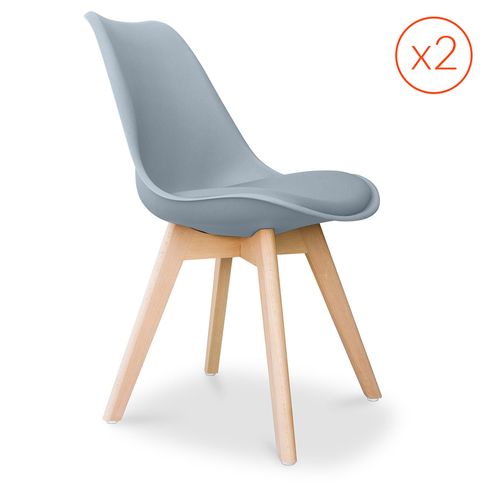 Ensemble De 2 Chaises De Design Scandinave Brielle Avec Coussin - Matt Gris Clair
