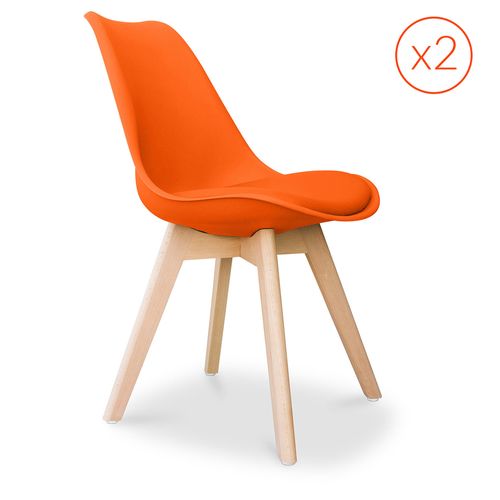 Ensemble De 2 Chaises De Design Scandinave Brielle Avec Coussin - Matt Orange