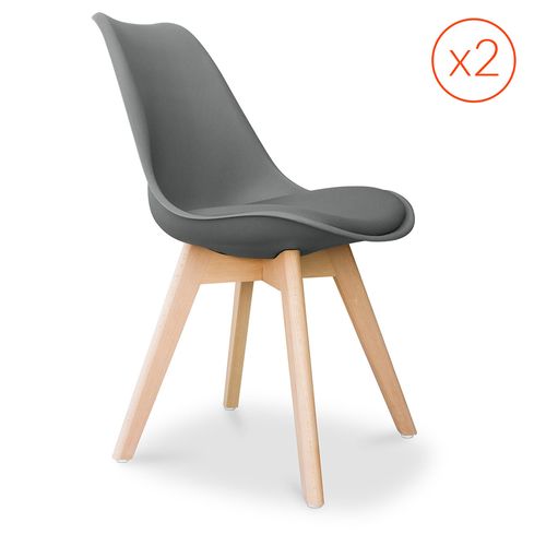 Ensemble De 2 Chaises De Design Scandinave Brielle Avec Coussin - Matt Gris Foncé