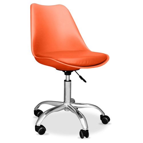 Chaise De Bureau Tulip Pivotante à Roulettes Orange