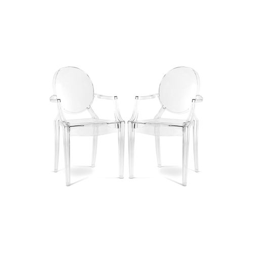 Lot De 2 Chaises De Salle à Manger Transparentes - Design Avec Accoudoirs - Louis King Vert Transpar