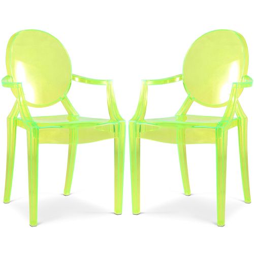 Lot De 2 Chaises De Salle à Manger Transparentes - Design Avec Accoudoirs - Louis King Vert Transpar