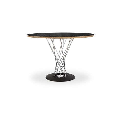 Table à Manger Ronde En Bois Avec Pieds En Acier – Jany Blanc