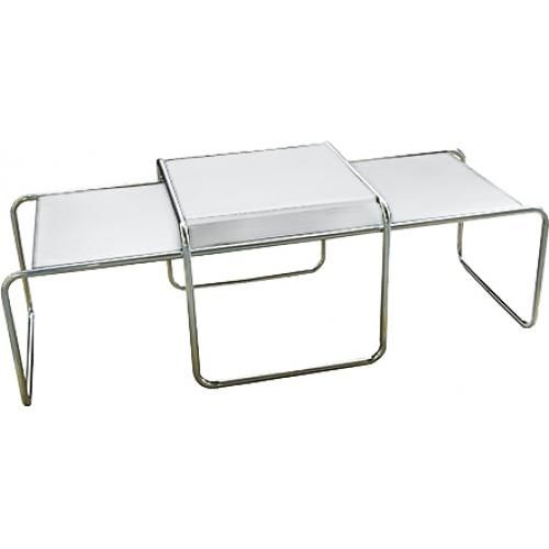 Table Basse Lazo - Bois Et Acier Blanc