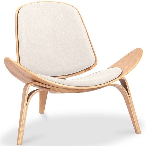 Fauteuil Design - Fauteuil Scandinave - Revêtement En Tissu - Luna Ivoire