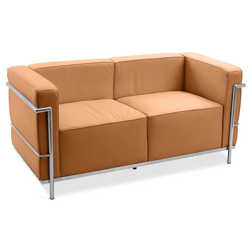 Canapé Design Style Squar (2 Places) -cuir Premium Marron Clair