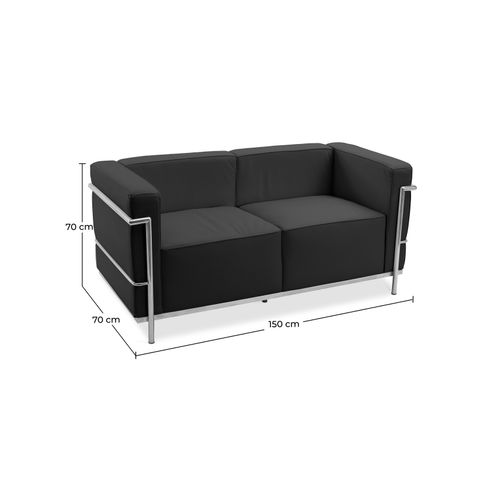 Canapé Design Style Squar (2 Places) -cuir Premium Marron Clair