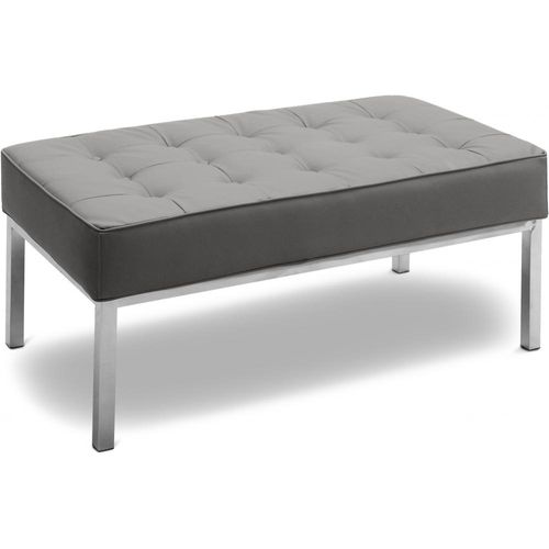 Banc Style Kanel (2 Places) - Simili Cuir Gris Foncé