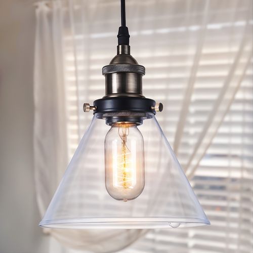 Lampe Pendante Avec Petit Abat-jour Cristal Edison – Acier Bronze