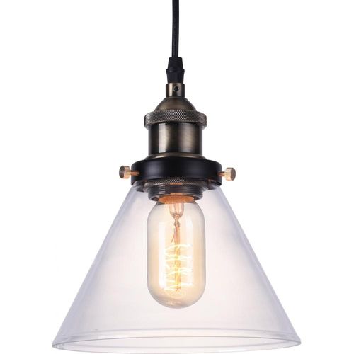 Lampe Pendante Avec Petit Abat-jour Cristal Edison – Acier Bronze