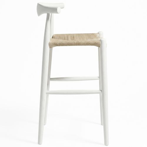 Tabouret De Bar Boho Bali Design En Corde - 75cm - Bois Blanc