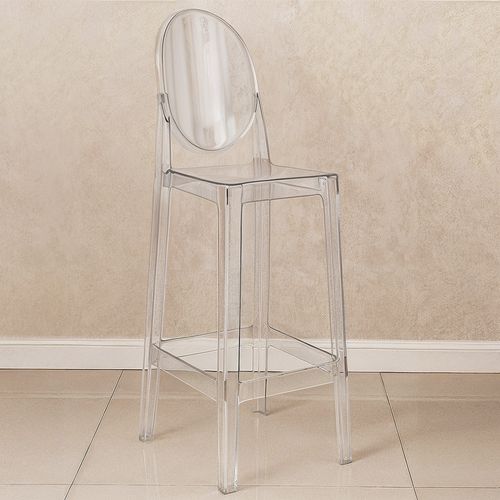 Tabouret De Bar Avec Dossier Victoire - 75cm - Design Transparent Transparent
