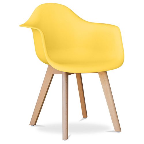 Chaise De Salle à Manger Avec Accoudoirs - Style Scandinave - Amir Jaune