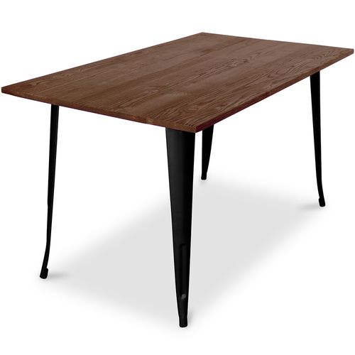 Table à Manger Industriel Bistrot Metalix - 140 Cm - Bois Foncé Noir
