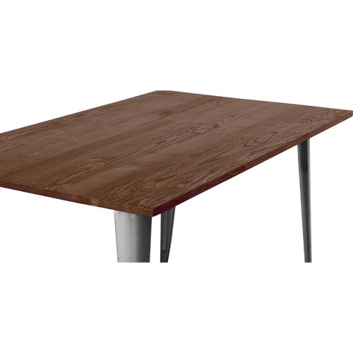Table à Manger Industriel Bistrot Metalix - 140 Cm - Bois Foncé Acier