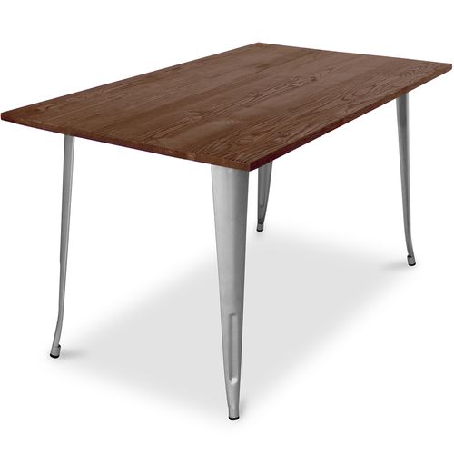 Table à Manger Industriel Bistrot Metalix - 140 Cm - Bois Foncé Acier
