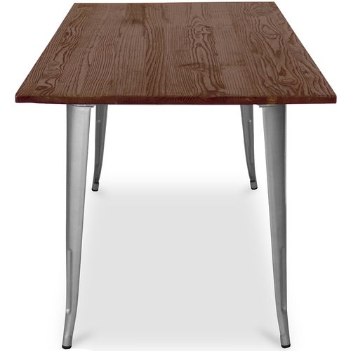Table à Manger Industriel Bistrot Metalix - 140 Cm - Bois Foncé Acier