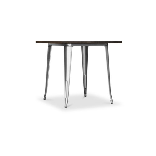 Table à Manger Industriel Bistrot Metalix - 80 Cm - Bois Foncé Bronze Métallisé