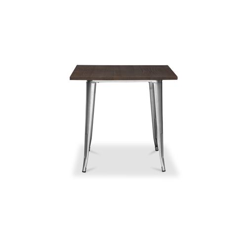 Table à Manger Industriel Bistrot Metalix - 80 Cm - Bois Foncé Bronze Métallisé