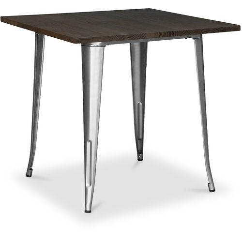 Table à Manger Industriel Bistrot Metalix - 80 Cm - Bois Foncé Acier