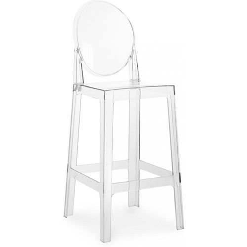 Tabouret De Bar Avec Dossier Victoire - 65cm - Design Transparent Noir