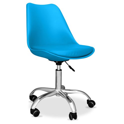 Chaise De Bureau Tulip Pivotante à Roulettes Turquoise